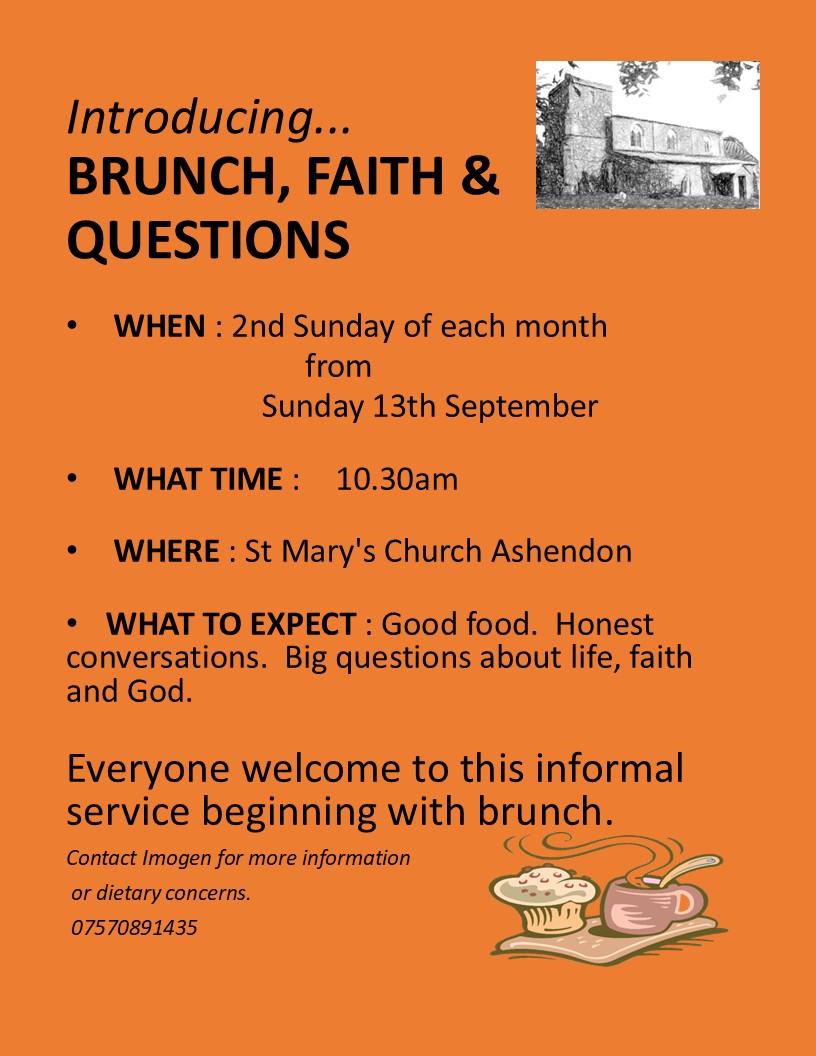 Brunch, Faith & Questions - Ashendon - 13 Sept at 10:30